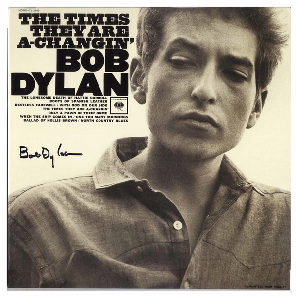 Bob Dylan Signed Album ''The Times They Are A-Changin''' -- With COAs From Jeff Rosen and Roger Epperson